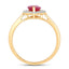 1.52 Carat Ruby and Diamond Halo Ring in 10K Yellow Gold