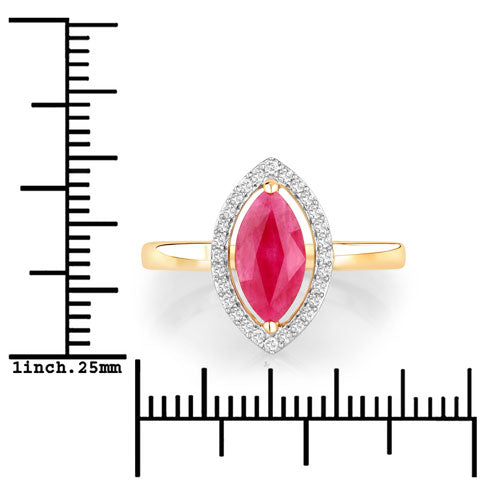 1.52 Carat Ruby and Diamond Halo Ring in 10K Yellow Gold