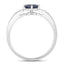 Bague en Or Blanc 10K avec Saphir Bleu de 0,89 Carat et Diamant Blanc