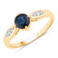 Anillo de Zafiro Azul y Diamante de 0.89 Quilates en Oro Amarillo de 10K