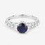 Bague en Or Blanc 10K avec Saphir Bleu de 1,13 Carat et Diamants Blancs
