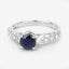 Bague en Or Blanc 10K avec Saphir Bleu de 1,13 Carat et Diamants Blancs