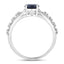 Bague en Or Blanc 10K avec Saphir Bleu de 1,13 Carat et Diamants Blancs