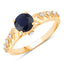 Bague de fiançailles en or jaune 10K avec saphir bleu de 1,13 carat et diamants