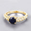Bague de fiançailles en or jaune 10K avec saphir bleu de 1,13 carat et diamants
