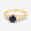 Bague de fiançailles en or jaune 10K avec saphir bleu de 1,13 carat et diamants