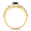 Bague de fiançailles en or jaune 10K avec saphir bleu de 1,13 carat et diamants
