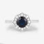 Bague de fiançailles en saphir bleu et diamant de 1,34 carat en or blanc 10K