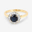 Anillo Halo de Zafiro Azul y Diamantes de 1.34 Quilates en Oro Amarillo de 10K