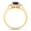 Anillo Halo de Zafiro Azul y Diamantes de 1.34 Quilates en Oro Amarillo de 10K