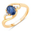 Bague en or jaune 10K avec saphir bleu et diamants de 0,98 carat
