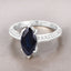 Bague de fiançailles en or blanc 10K avec saphir bleu et diamants de 2,39 carats