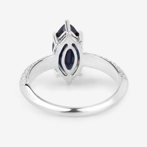 Bague de fiançailles en or blanc 10K avec saphir bleu et diamants de 2,39 carats