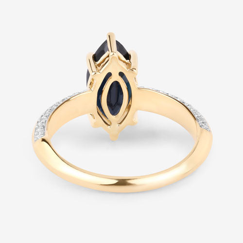 2.39 Carat Blue Sapphire and Diamond 10K Yellow Gold Ring