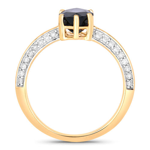 2.39 Carat Blue Sapphire and Diamond 10K Yellow Gold Ring