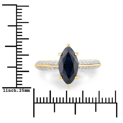 2.39 Carat Blue Sapphire and Diamond 10K Yellow Gold Ring