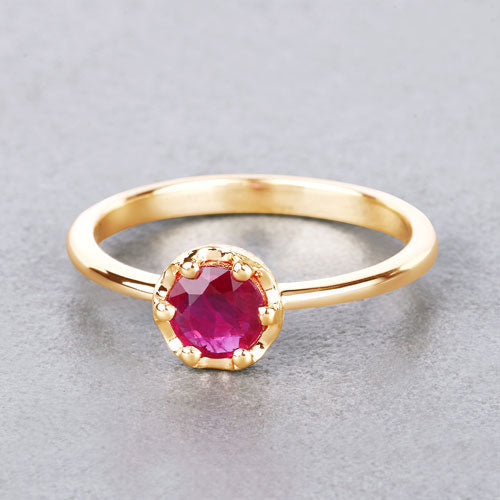 0.50 Carat Genuine Ruby 14K Yellow Gold Engagement Ring