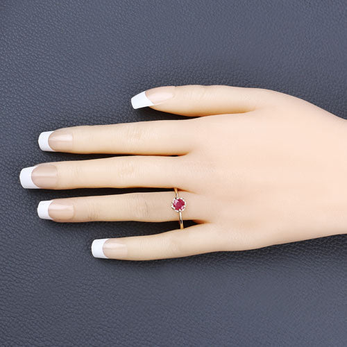 0.50 Carat Genuine Ruby 14K Yellow Gold Engagement Ring