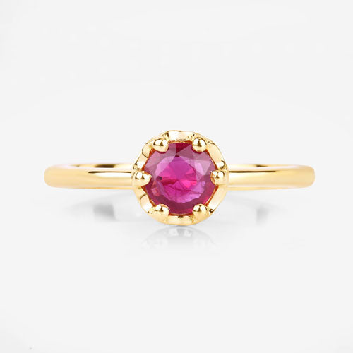 0.50 Carat Genuine Ruby 14K Yellow Gold Engagement Ring