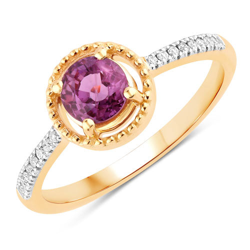 Bague de fiançailles en rubis et diamants de 0,92 carat en or jaune 14K