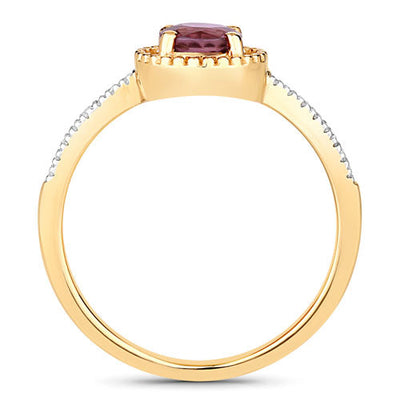 Bague de fiançailles en rubis et diamants de 0,92 carat en or jaune 14K