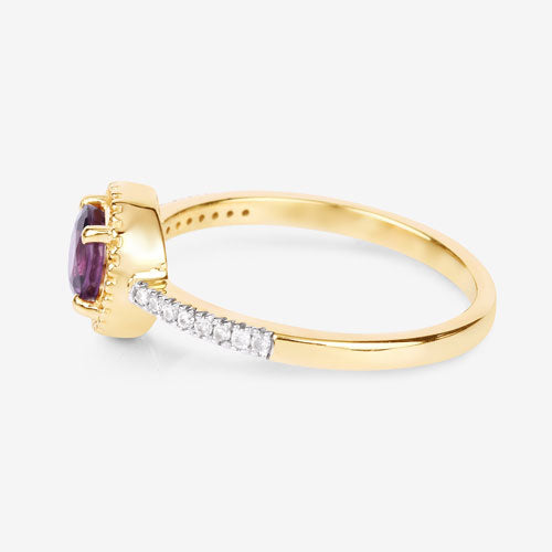 Bague de fiançailles en rubis et diamants de 0,92 carat en or jaune 14K