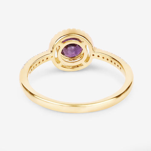 Bague de fiançailles en rubis et diamants de 0,92 carat en or jaune 14K
