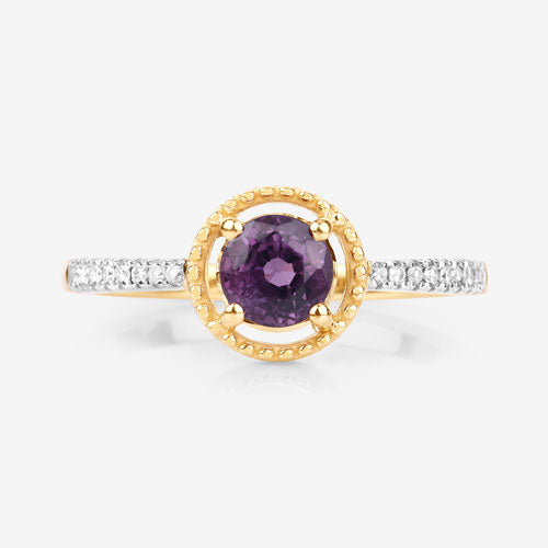 Bague de fiançailles en rubis et diamants de 0,92 carat en or jaune 14K