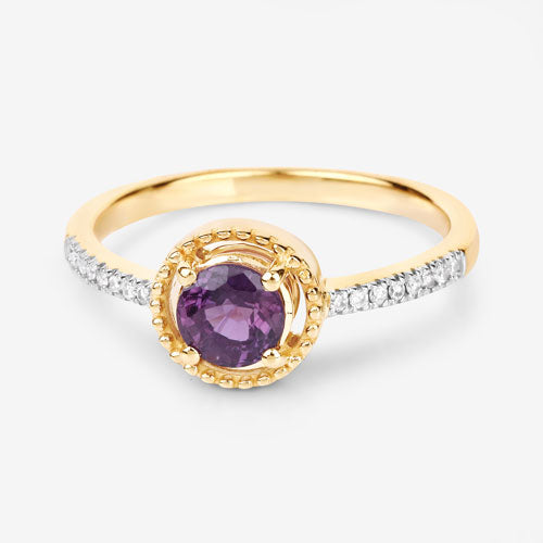 Bague de fiançailles en rubis et diamants de 0,92 carat en or jaune 14K
