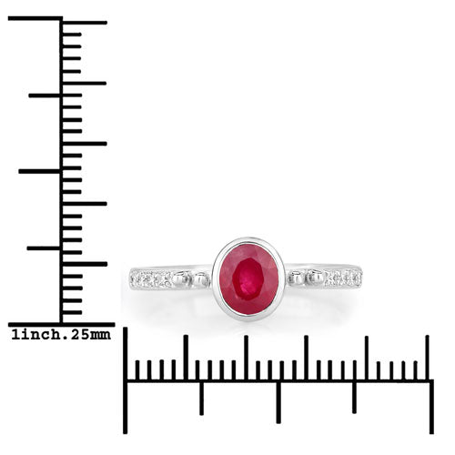 1.00 Carat Ruby and Diamond 14K White Gold Engagement Ring