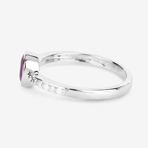 1.00 Carat Ruby and Diamond 14K White Gold Engagement Ring