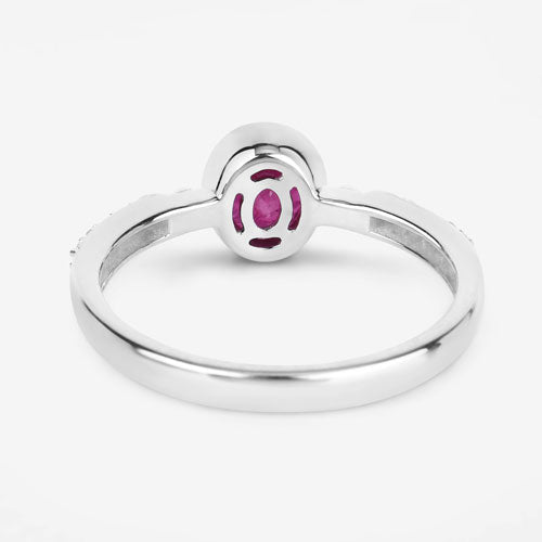 1.00 Carat Ruby and Diamond 14K White Gold Engagement Ring