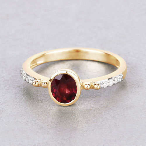 1.00 Carat Ruby and Diamond 14K Yellow Gold Engagement Ring