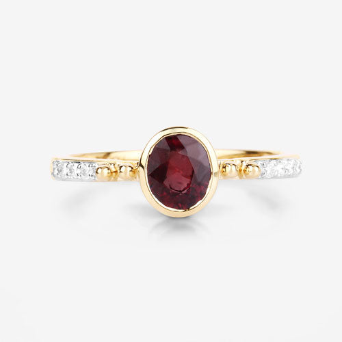 1.00 Carat Ruby and Diamond 14K Yellow Gold Engagement Ring
