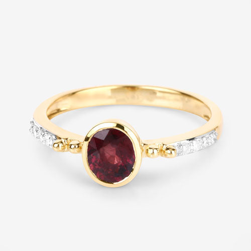 1.00 Carat Ruby and Diamond 14K Yellow Gold Engagement Ring
