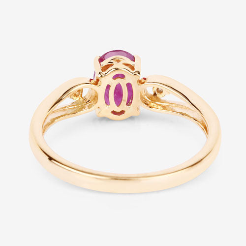 0.95 Carat Ruby and White Diamond 14K Yellow Gold Ring