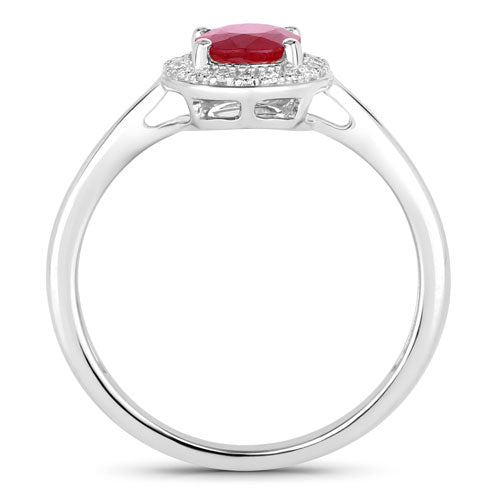 1.06 Carat Ruby and Diamond 14K White Gold Engagement Ring