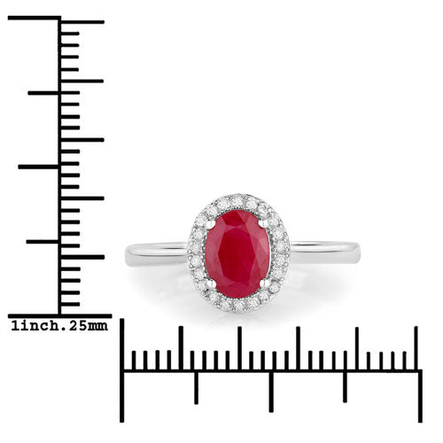 1.06 Carat Ruby and Diamond 14K White Gold Engagement Ring