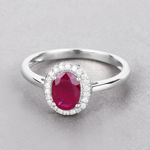 1.06 Carat Ruby and Diamond 14K White Gold Engagement Ring