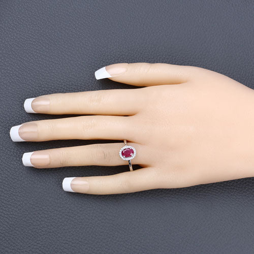 1.06 Carat Ruby and Diamond 14K White Gold Engagement Ring