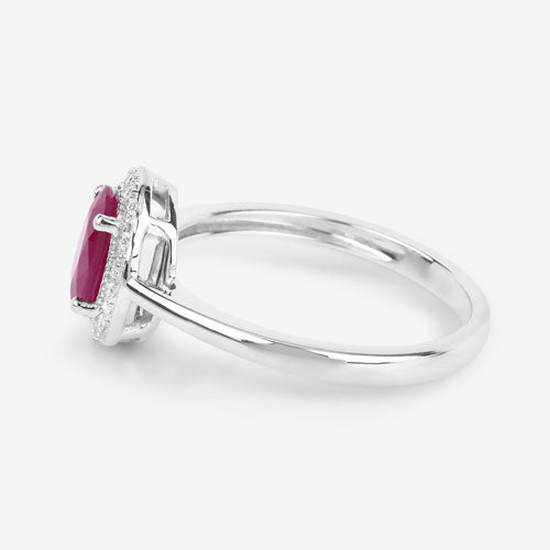 1.06 Carat Ruby and Diamond 14K White Gold Engagement Ring