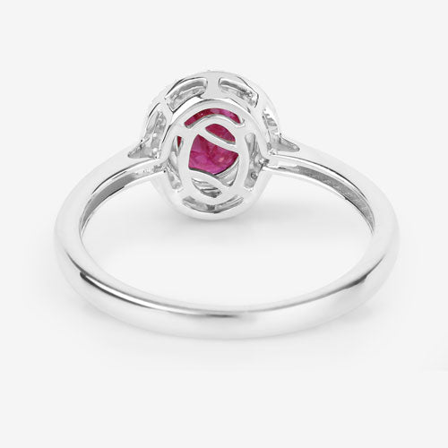 1.06 Carat Ruby and Diamond 14K White Gold Engagement Ring