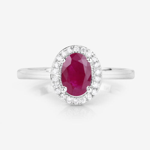 1.06 Carat Ruby and Diamond 14K White Gold Engagement Ring
