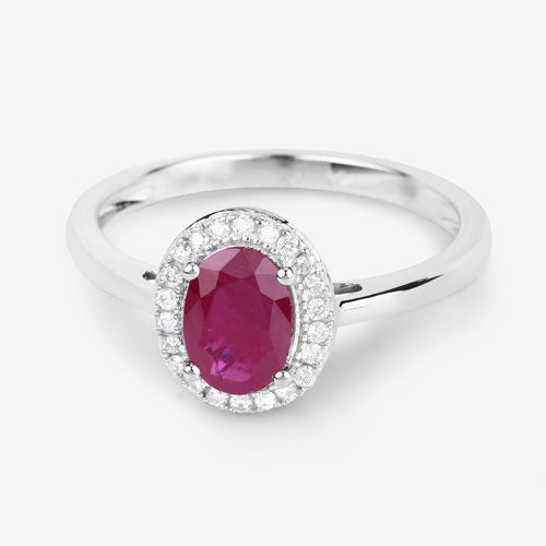 1.06 Carat Ruby and Diamond 14K White Gold Engagement Ring