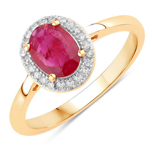 1.06 Carat Ruby and Diamond 14K Yellow Gold Engagement Ring