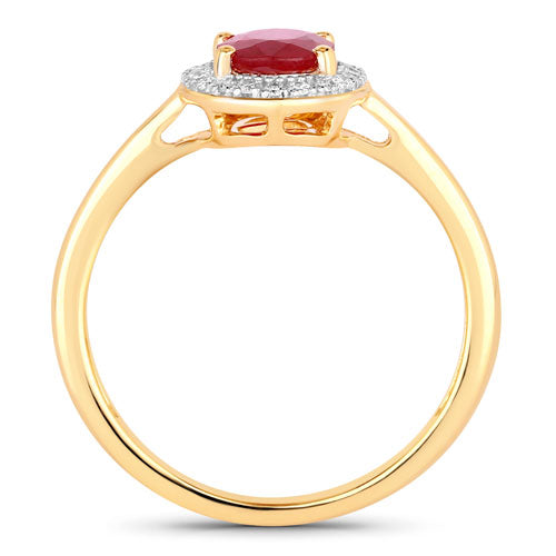 1.06 Carat Ruby and Diamond 14K Yellow Gold Engagement Ring