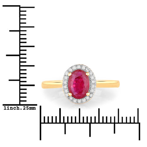 1.06 Carat Ruby and Diamond 14K Yellow Gold Engagement Ring