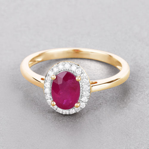 1.06 Carat Ruby and Diamond 14K Yellow Gold Engagement Ring