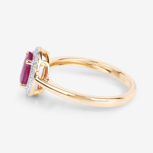 1.06 Carat Ruby and Diamond 14K Yellow Gold Engagement Ring