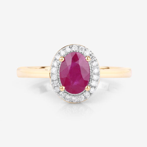 1.06 Carat Ruby and Diamond 14K Yellow Gold Engagement Ring